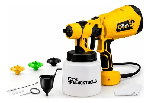 Pistola de Pintura e Pulverizadora Elétrica Portátil Hvlp 1.250l C/5 Bicos e Acessórios 600w Tpp150 The Black Tools