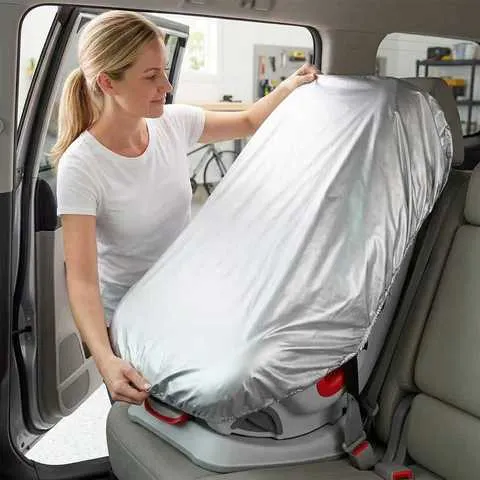 Capa Protetora Solar para Cadeira de Carro para Bebê, 1 Peça, Prata, Bloqueia Calor e Raios UV, Acessórios Universais para Viagem com Bebê