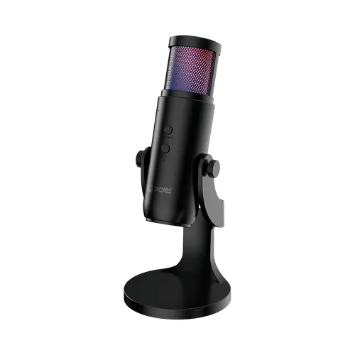 Microfone PCYES Gamer Hylia USB RGB com Mute e Cápsula Condensadora