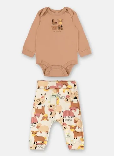 Conjunto Body Manga Longa e Calça Bebê Menino Bege