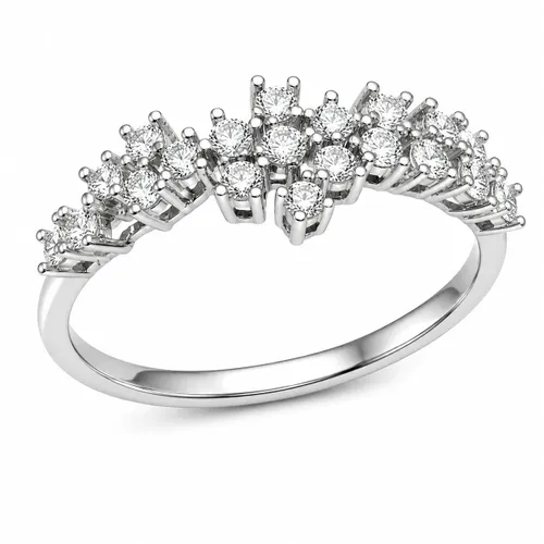 Anel Coroa com 20 Zircônias em Prata 925