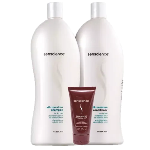 Kit Senscience Silk Moisture Shampoo Condicionador 1L e Inner Restore Moisturizing Mask 50ml