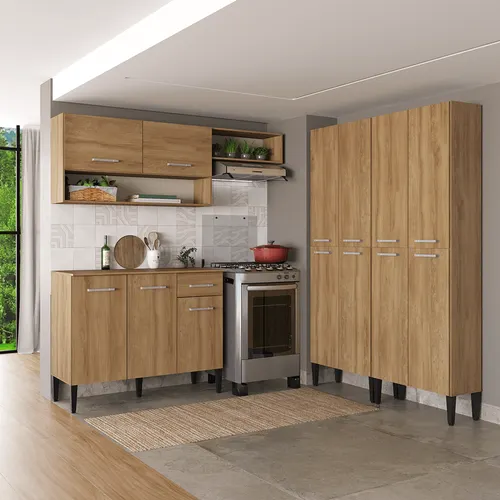 Armário de Cozinha Compacta Arizona Fusion Theree Carraro Carvalho
