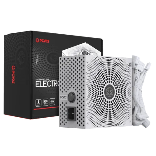 Fonte PCYES Gamer 550W 80 Plus Bronze Electro V2 White Ghost PFC Ativo ELECV2WG550W