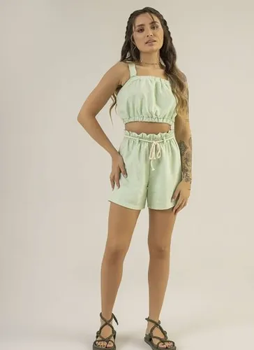 Short Clochard Feminino em Tecido Petra (Verde) The Philippines