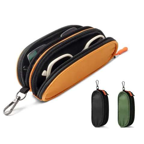 Novo Estojo Organizador de Óculos de Sol de Camada Dupla, Bolsa de Viagem Impermeável, Caixa de Armazenamento Multifuncional em Material Durável para Viagens de Negócios