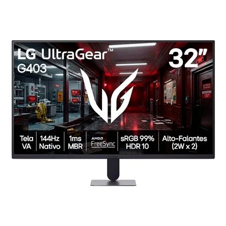 Monitor LG UltraGear™ - Tela VA FHD 32", 144Hz, 1ms (MBR), AMD FreeSync Premium™, HDR10, sRGB 99% - 32G403B-B - 32G403B-B