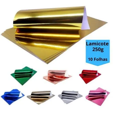 Papel Laminado Lamicote 250g A4 10 Folhas Artesanato Escolar Masterprint