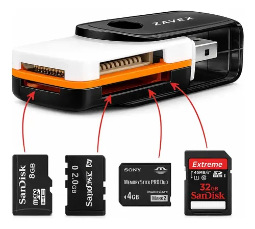 Adaptador Leitor de Cartão de Memória Usb Micro Sd Tf Sd M2 Preto