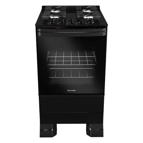 Fogão a Gás Mueller MFV4BF Piacere 4 Bocas Piso Acendimento Automático Preto Fosco
