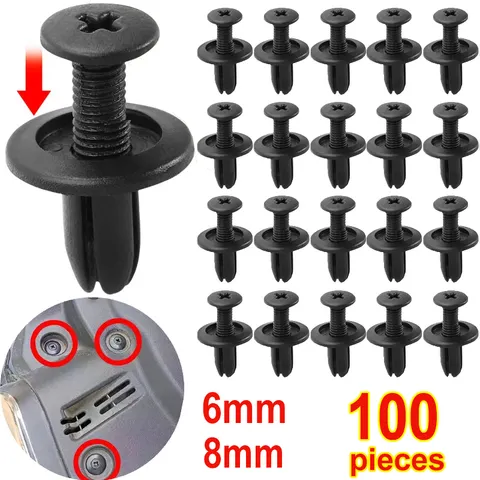 8mm/6mm rebites de plástico fixadores parafuso pára-choque do carro parafusos clipes rebites auto 8mm buraco plástico push pin clipe acessórios do carro