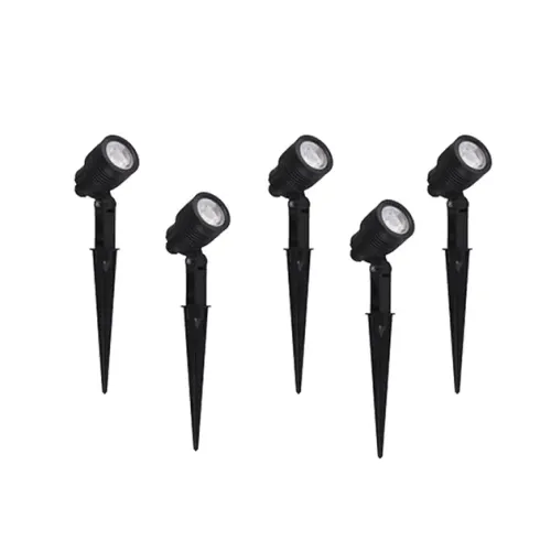 Kit 5 Espetos Abs Preto Fosco LED 6W IP65 360lm