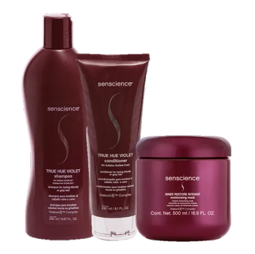 Kit Senscience True Hue Violet Shampoo Condicionador 280ml e Máscara Inner Restore Intensif 500ml