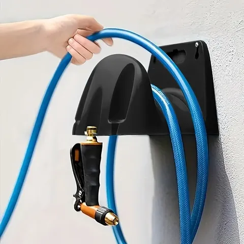 Suporte de Mangueira de Jardim Montado na Parede, Feito de Plástico Resistente, para Armazenar Ferramentas de Rega e Irrigação de Jardim