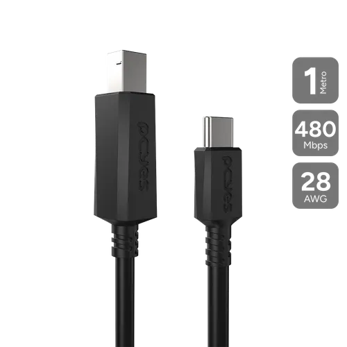 Cabo PCYES USB-C para USB B 2.0 1 Metro PUCBP-1