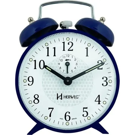 Relógio Despertador Antigo Preto Mecânico Cordas Herweg 2206