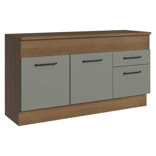Balcão Madesa Agata 150 cm 2 Portas e 2 Gavetas (Com Tampo) Rustic/Cinza