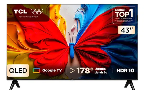 Smart Tv Tcl 43 Polegadas Qled Full Hd S5k Wifi Bluetooth Google Tv 2 Hdmi Hdr10 Dolby Audio 43s5k