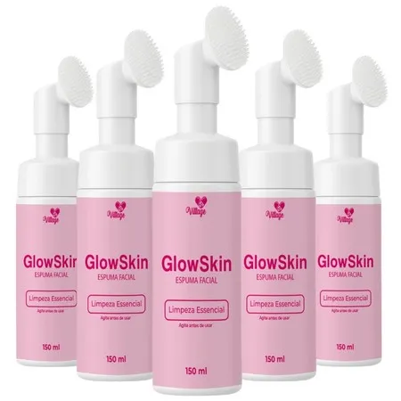 Kit 5 Sabonete Facial em Espuma GLOW SKIN - Limpeza Profunda para uma Pele Iluminada | Com Aplicador