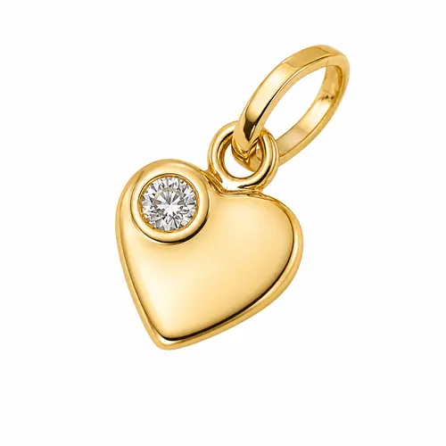 Pingente Coração com Zircônias 1 cm em Ouro 18K