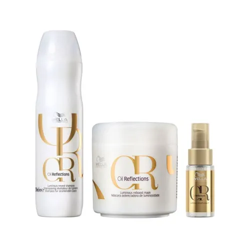 Kit Wella Oil Reflections Shampoo 250 ml + Máscara 150 ml + Oleo Light 30 ml