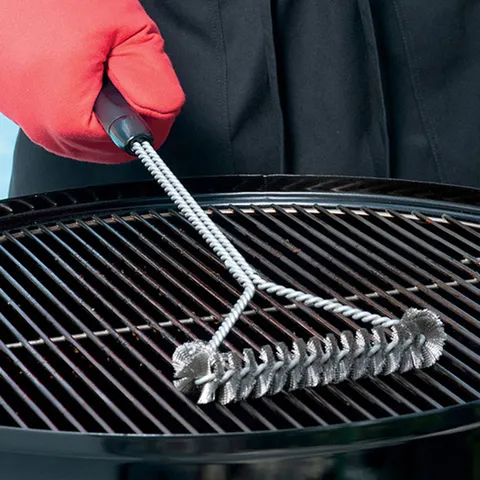 Escova para churrasco, ferramenta de limpeza, acessórios para grelha, cerdas de aço inoxidável, escovas de limpeza antiaderentes, acessórios para churrasco