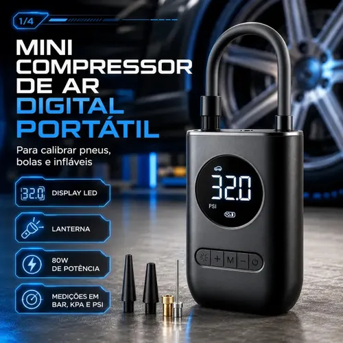 Bomba de Ar de Mão Pneu Car Air Pump sem Fio 150 Psi Luz de Emergência Led com Bateria Recarregável de 4000 Mah Verunto