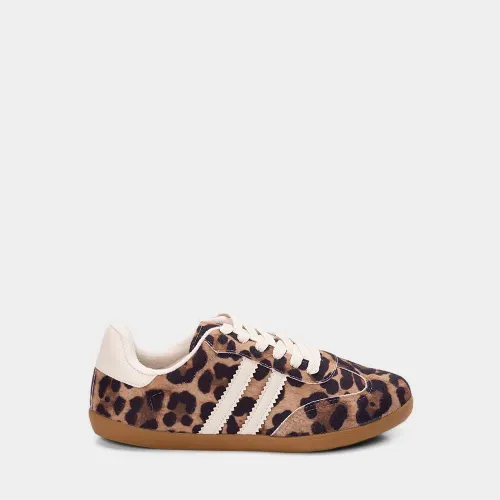 Tênis Casual Feminino Penélope Camurça Animal Print Onça Colorido