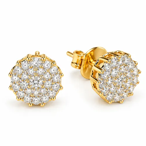 Brinco 7 mm com 38 Zircônias em Prata Banhada à Ouro