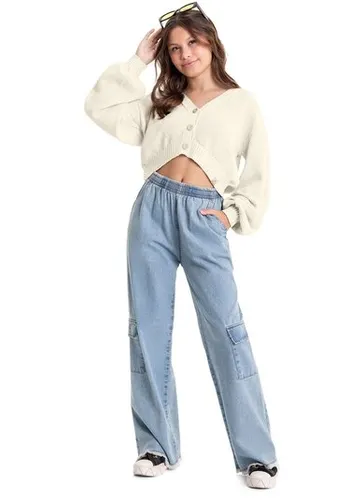 Cardigan Cropped em Tricô Juvenil (Bege) Gloss