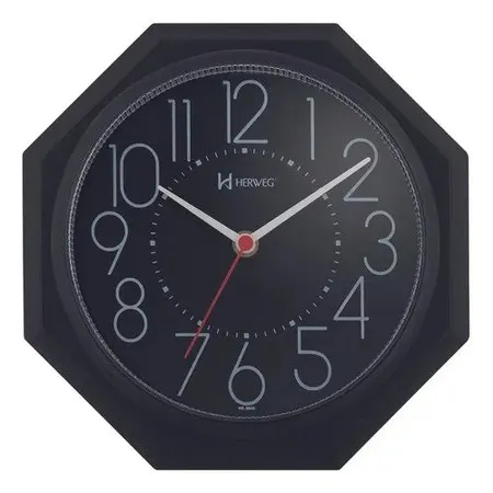 Relogio de Parede Herweg 6117 Octogono Original Preto