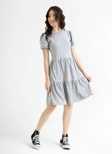 Vestido Curto Básico em Meia Malha (Cinza) Just Basic