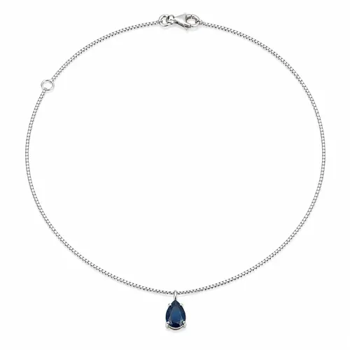 Colar 60cm com Gota de Zircônia Azul em Prata 925