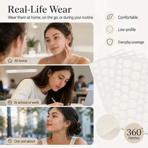 360 Adesivos Invisíveis para Acne Facial, Cuidados com a Pele, Adesivos Anti-inflamatórios para Espinhas, Adesivo Absorvente para Cobrir Acne
