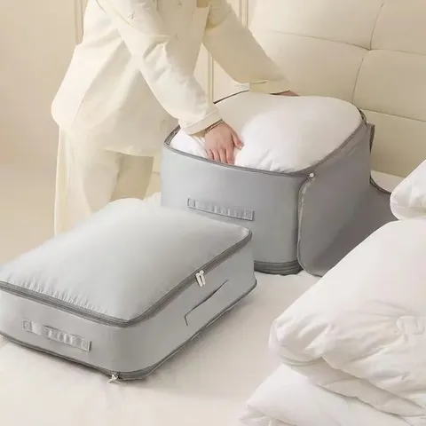 Saco de Armazenamento Auto-Compressível de Alta Resistência, Organizador Portátil para Roupas, Cobertores e Colchas, Ideal para Organização de Armários
