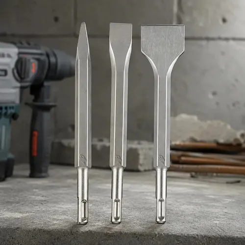 Kit Ponteiro e Talhadeiras SDS Plus 3 Peças 250mm para Martelete 20mm 40mm Aço Demolição Concreto Parede