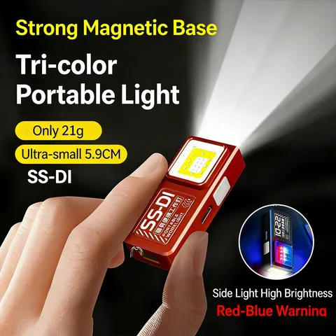 Mini lanterna led cob usb c recarregável poderosa luz de trabalho com clipe ímã à prova d' água edc acampamento andando lâmpada de bolso