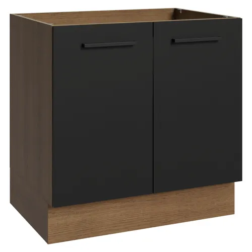Balcão de Cozinha Madesa Agata 80 x 60 cm 2 Portas (Sem Tampo) Rustic/Preto