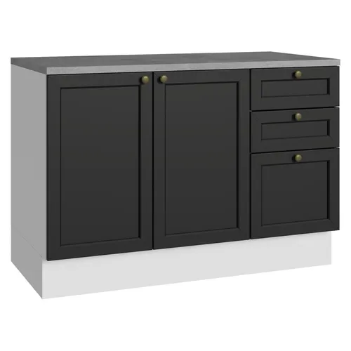 Balcão de Cozinha 120 cm 2 Portas 3 Gavetas Branco/Preto Vik Madesa