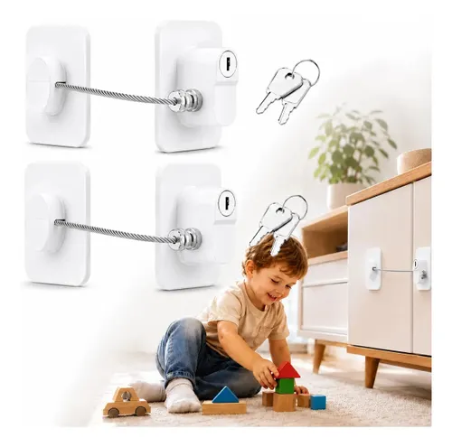 Kit 2 Cadeado Trava para Freezer com Chave Não Precisa Furar Branco-branco