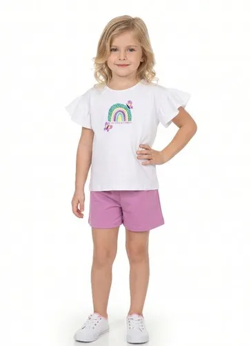 Conjunto Infantil Feminino com Blusa e Short (Branco) Guloseima