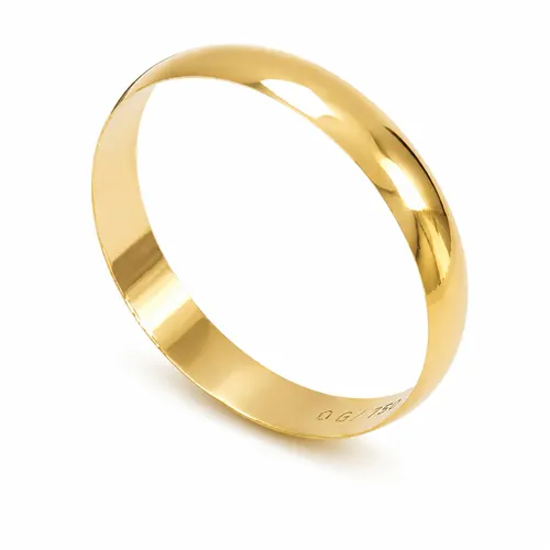 Aliança Refúgio Meia Cana 3,5 mm em Ouro 18K