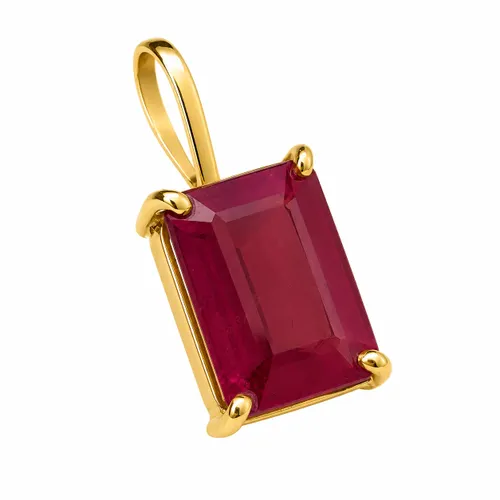 Pingente Retangular Turmalina Rosa 1,8 cm em Ouro 18K