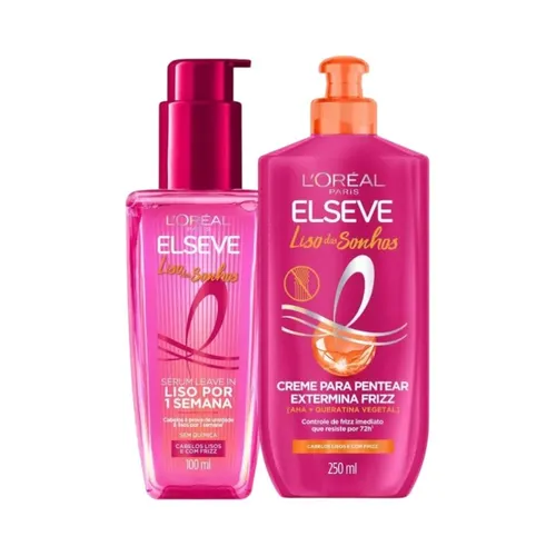 Kit Elseve Liso dos Sonhos AHA Creme de Pentear + Sérum