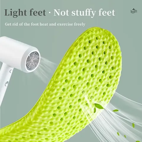 Palmilhas para tênis de corrida Popcorn Soft, com propriedades desodorizantes à base de artemísia, absorção de impacto e suporte para o arco do pé, alívio para a fascite plantar.