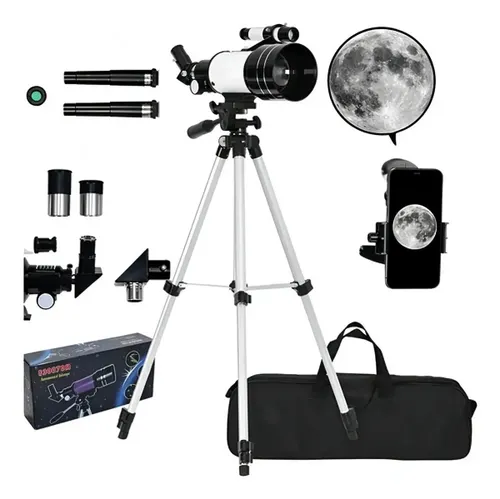 Telescópio Astronômico 70mm com Tripé F300 70m F30070m Ultra Cor Cinza
