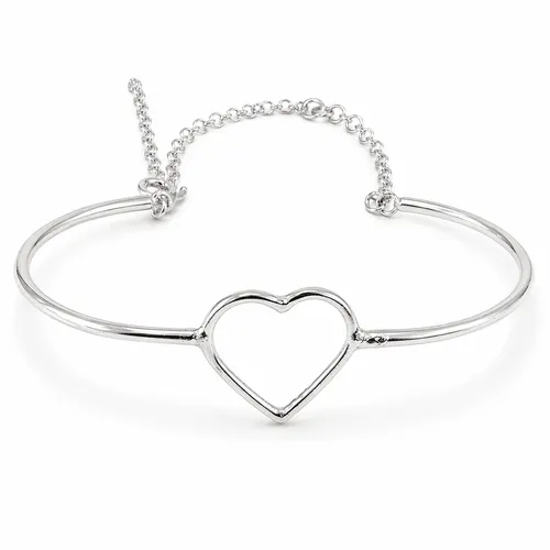 Pulseira Coração com Extensor em Prata
