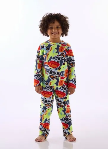 Pijama Infantil Unissex em Poliéster Estampado Azul
