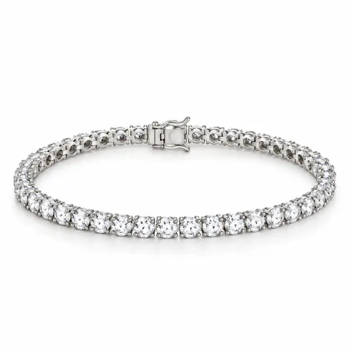Pulseira Riviera Oval 17 cm com Zircônias em Prata
