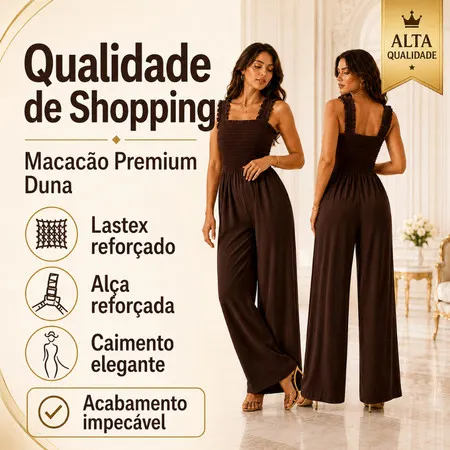 Macacão Feminino Longo Elegante com Acabamento Premium Tecido Duna de Gramatura Superior e Lastex Reforçado